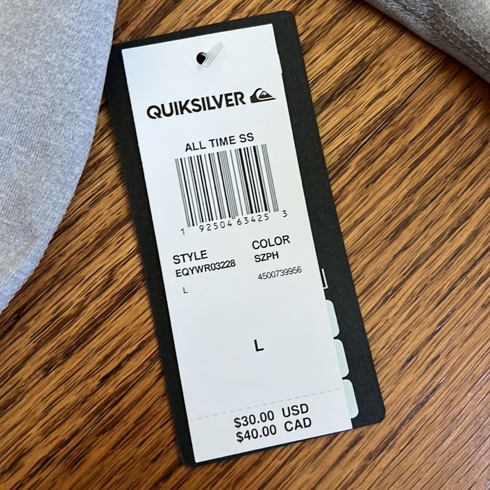 QUIKSILVER All Time Short Sleeve Rashguard Sunshirt UPF 50+ - Picture 2 of 5